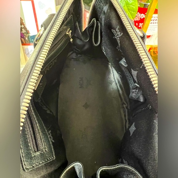 MCM Studded Silver Mini Boston Handbag with Zipper Closure - Picture 10 of 12